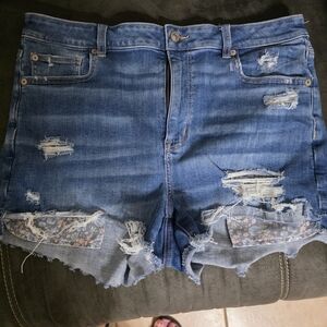 American Eagle Outfitters Blue Distressed Denim Shorts
